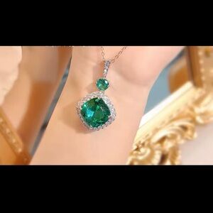 Tourmaline crystal 5.9CT pendant necklace with clear crystals around #245